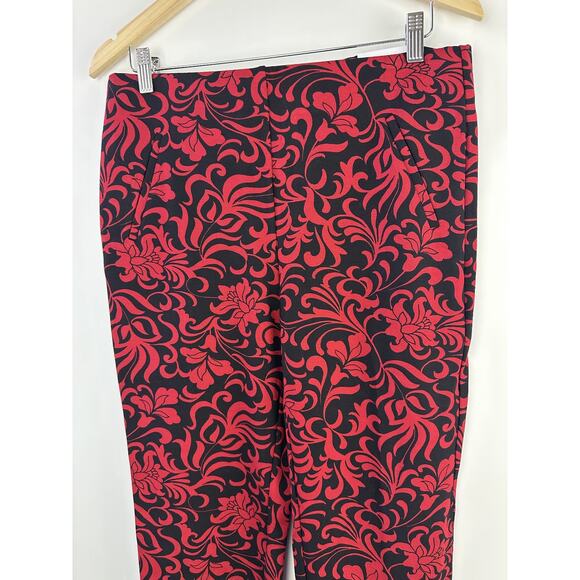 NWT Chico's Juliet Swirl Print Ankle Pants Red Black Holiday Themed Size 1 US 8 - Picture 4 of 12